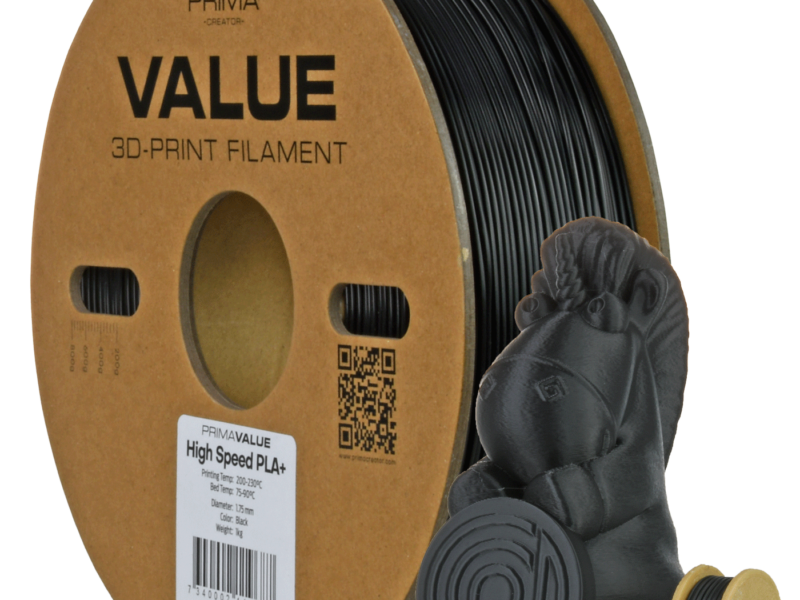 PrimaValue PLA+ Noir - Haute Vitesse (High Speed) - 1.75mm - 1kg