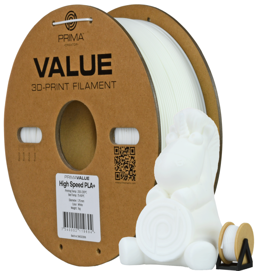 PrimaValue PLA+ Blanc - Haute Vitesse (High Speed) - 1.75mm - 1kg