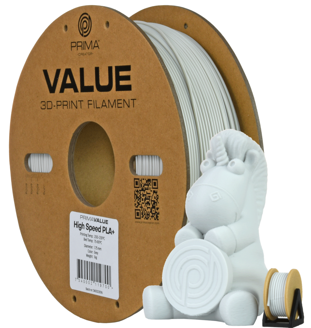 PrimaValue PLA+ Gris Clair - Haute Vitesse (High Speed) - 1.75mm - 1kg